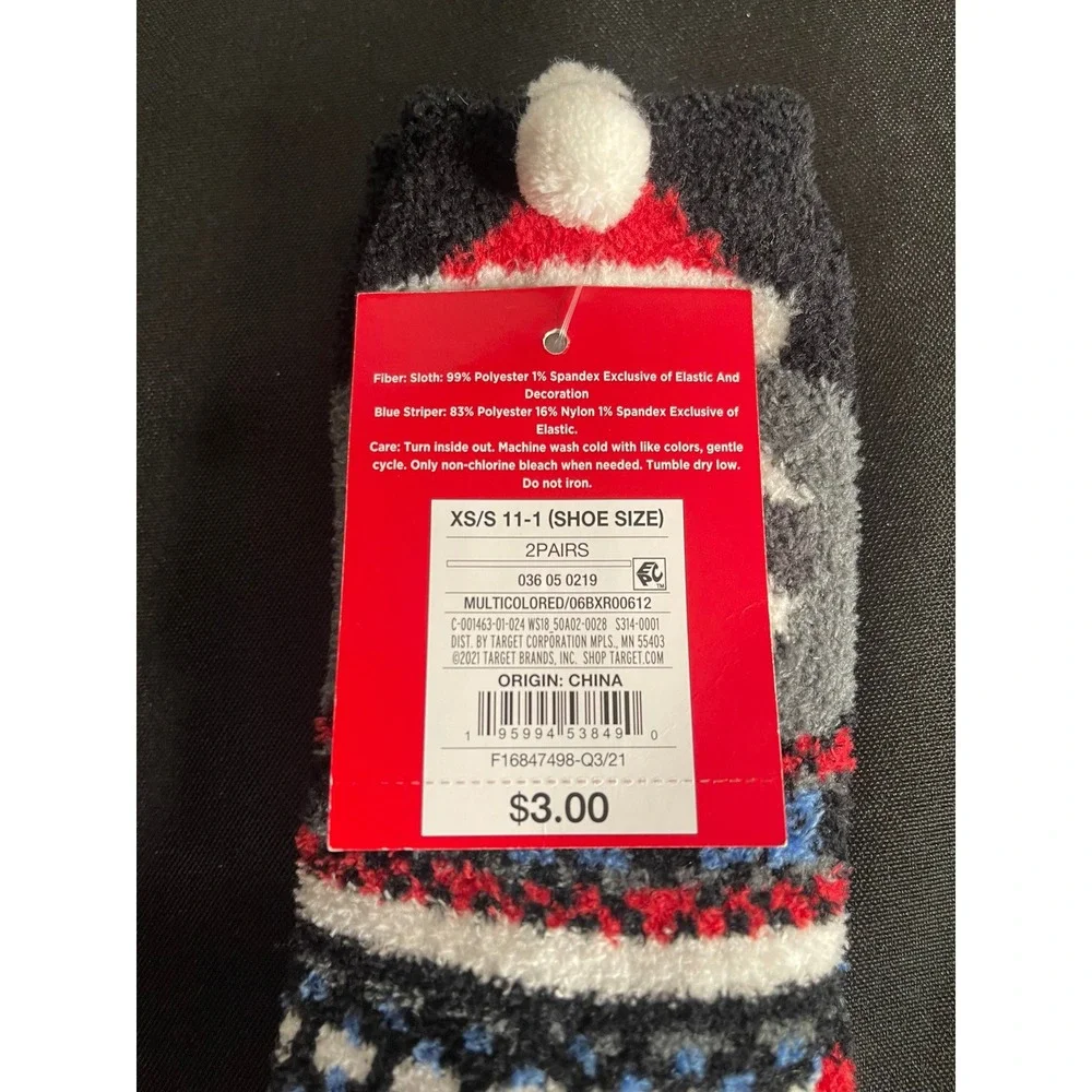 Wondershop Kids Sloth Fair Isle Cozy Socks XS/S Shoe 11-1 Multicolor Holiday
